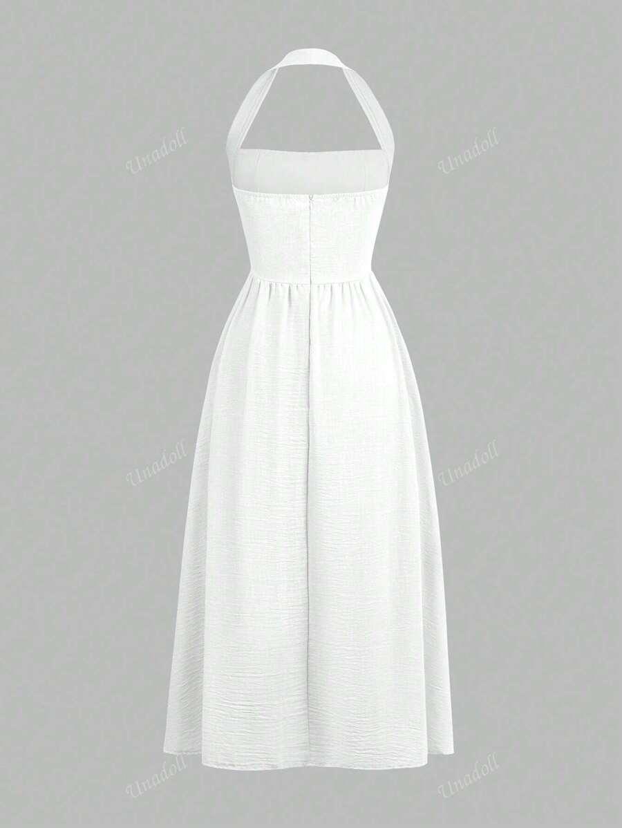 SHEIN BIAŁA SUKIENKA ODKRYTE PLECY S06__L
