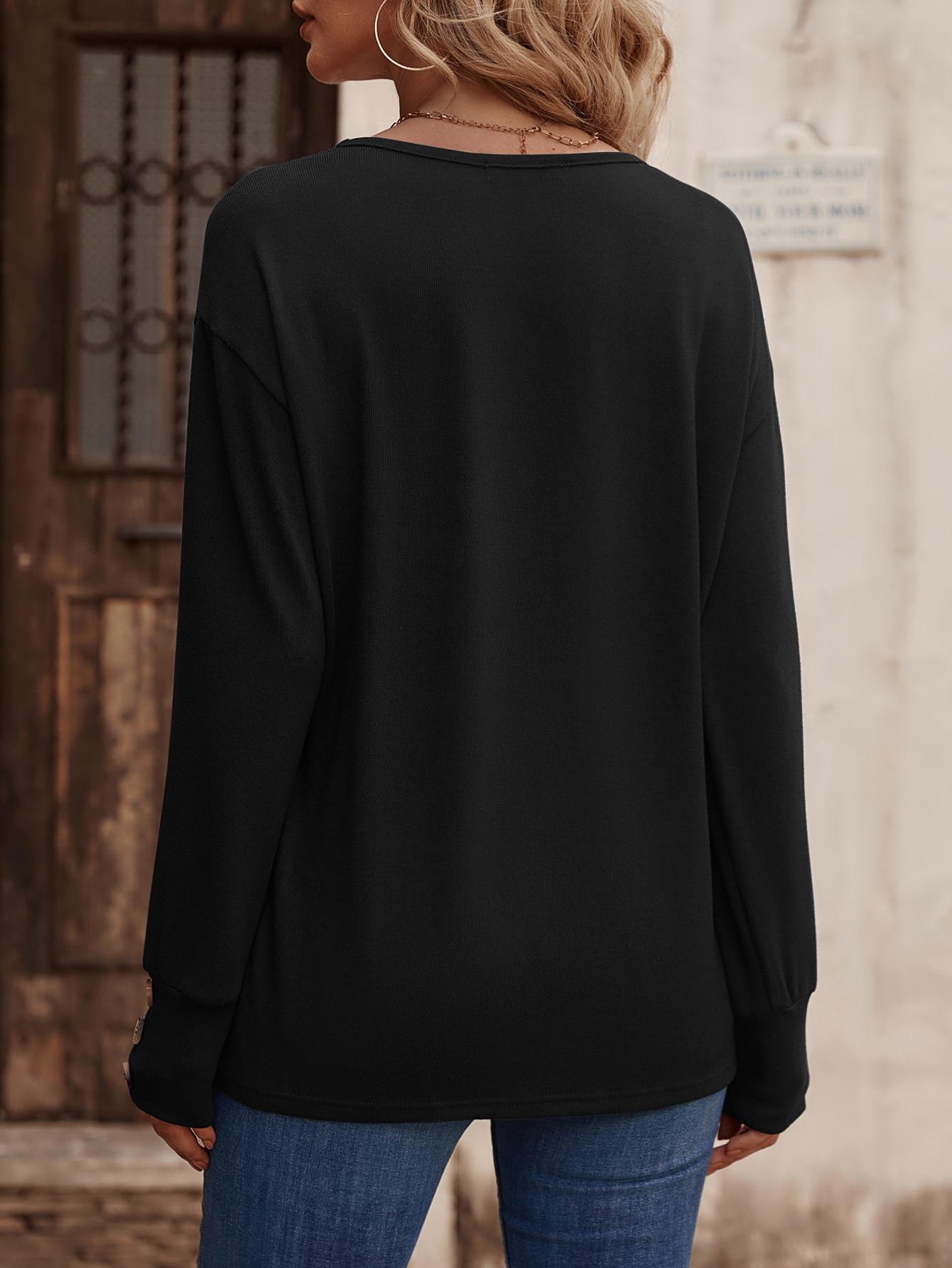 SHEIN CZARNA BLUZKA V NECK S06__M