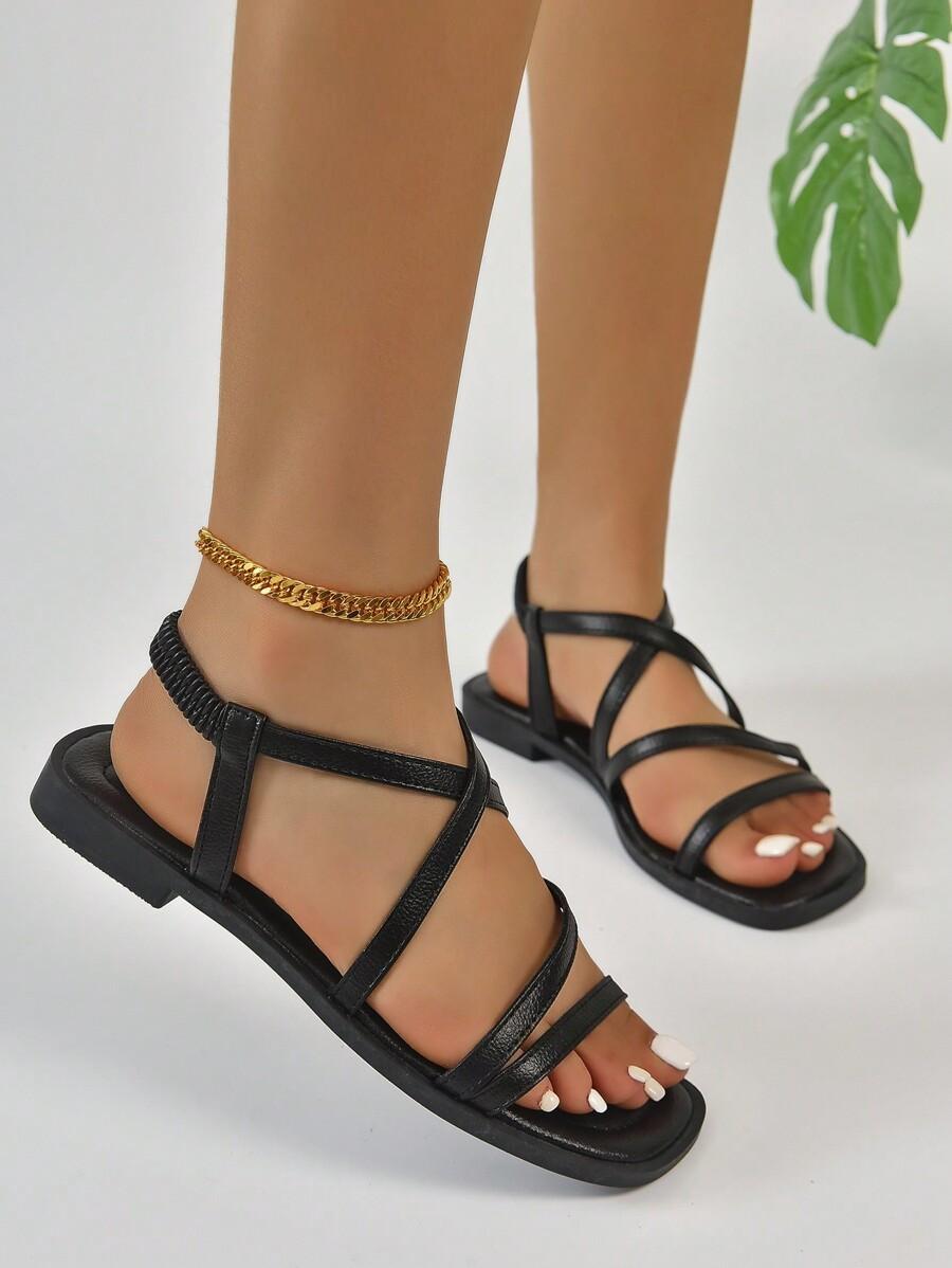 SHEIN CZARNE PŁASKIE SANDAŁY S06__37,5