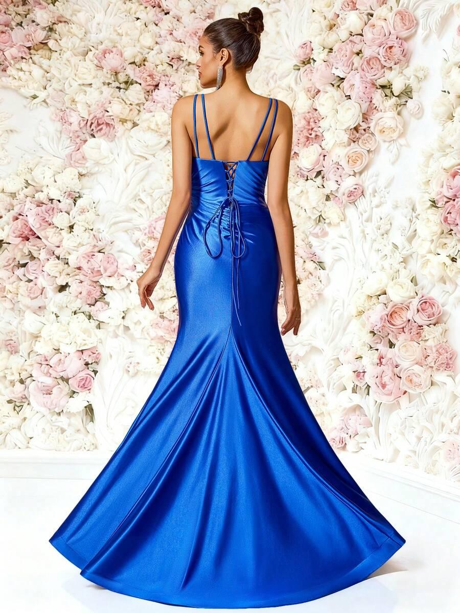 SHEIN MAXI SUKIENKA NA RAMIĄCZKACH ZDOBIENIA S06__L