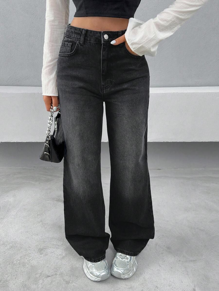SHEIN SPODNIE JEANS PROSTE NOGAWKI PK01__XS