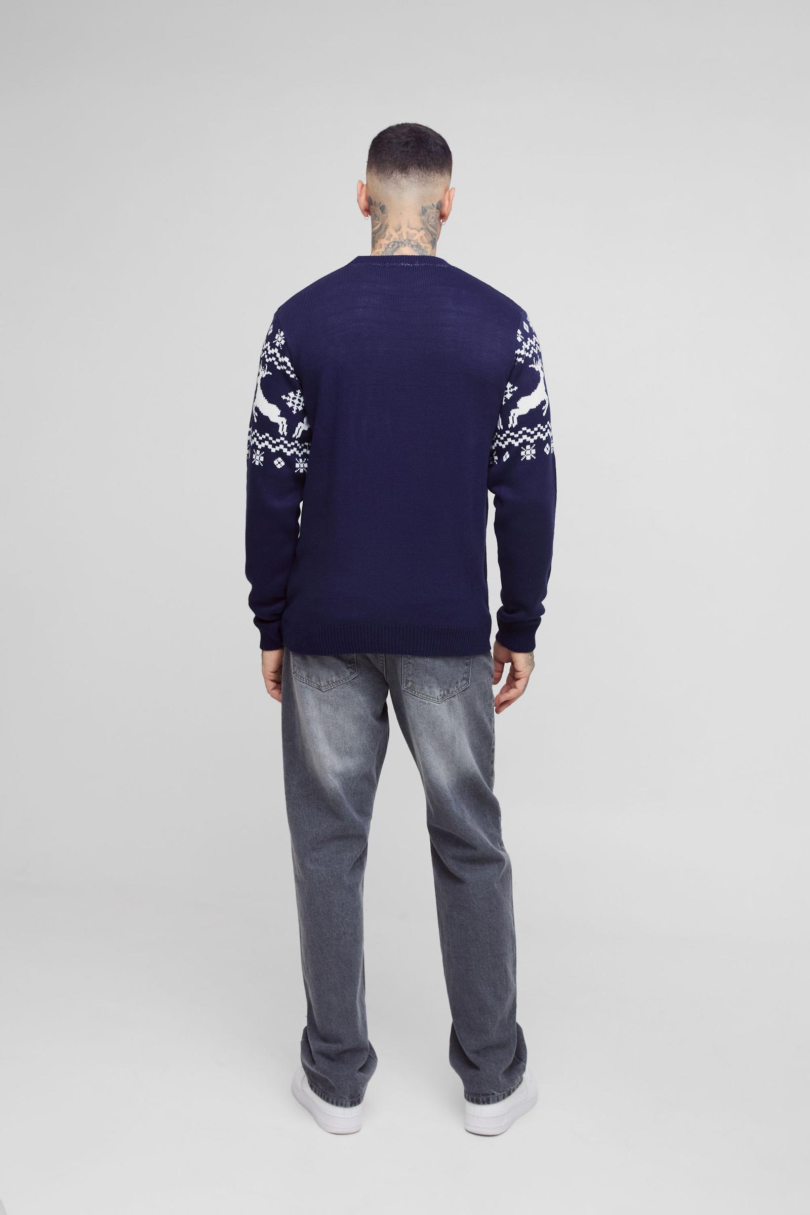 BOOHOO GRANATOWY ŚWIĄTECZNY SWETER STÓJKA BDD__XS