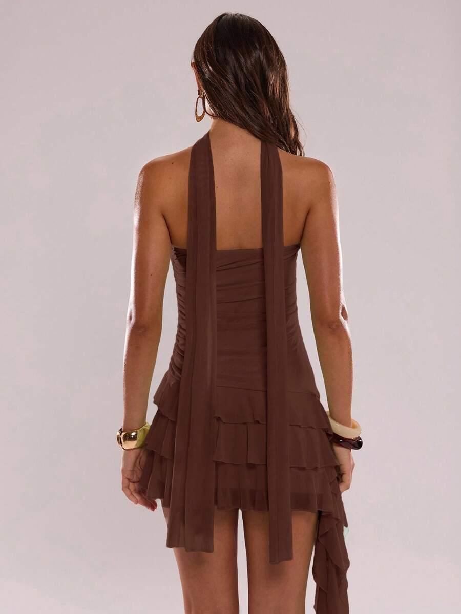 SHEIN BRĄZOWA SUKIENKA MINI S06__M