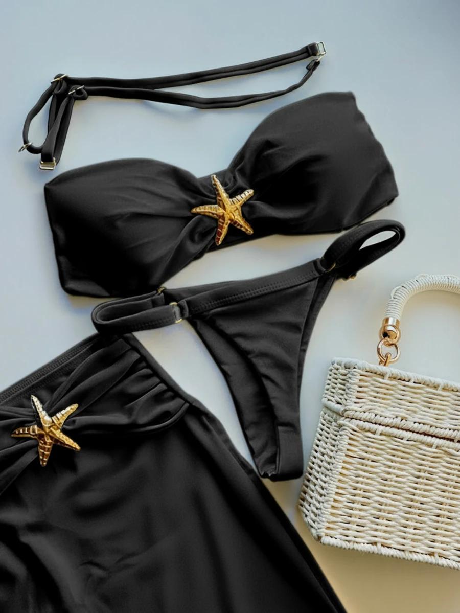 SHEIN TRZYCZĘŚCIOWY KOMPLET BIKINI SPÓDNICA S09__S