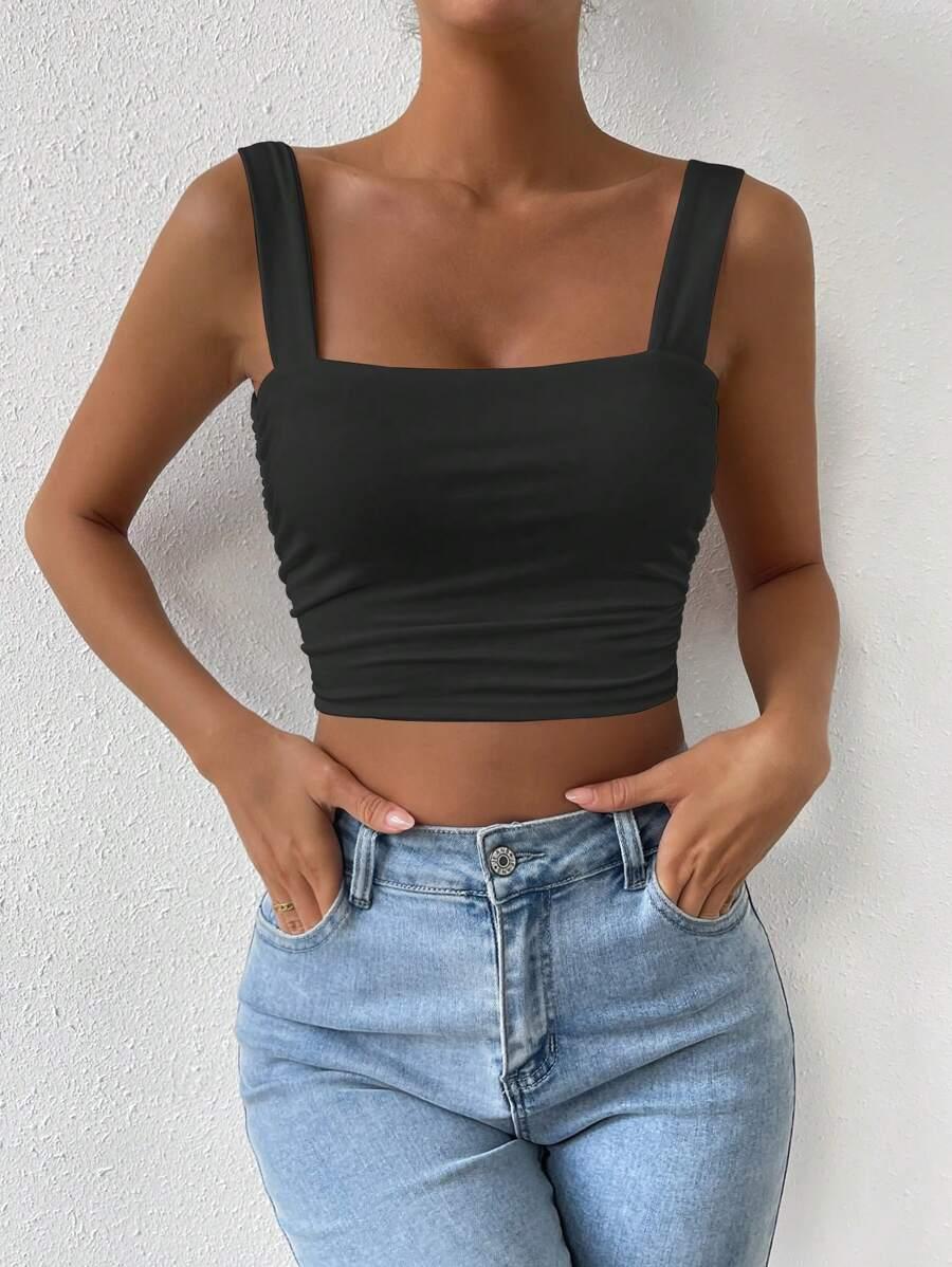 SHEIN CZARNY TOP BEZ RĘKAWÓW S06__M