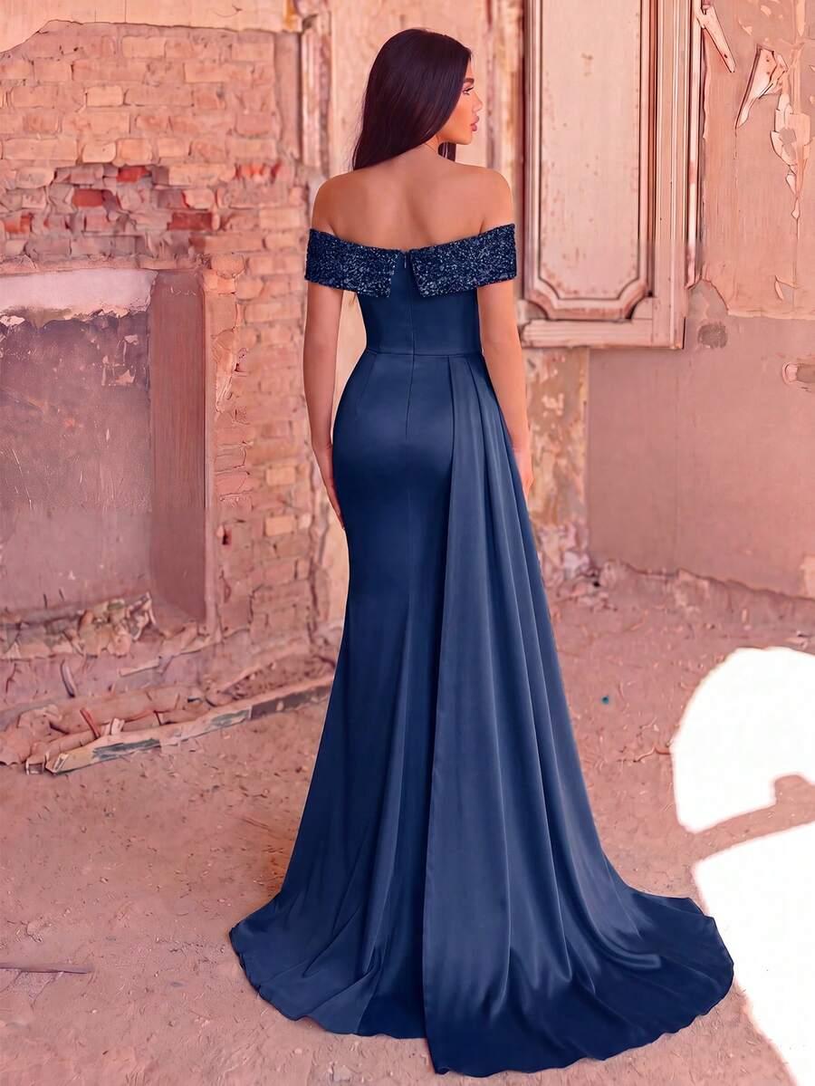 FAERIESTY GRANATOWA MAXI SUKIENKA CEKINY PK01__L