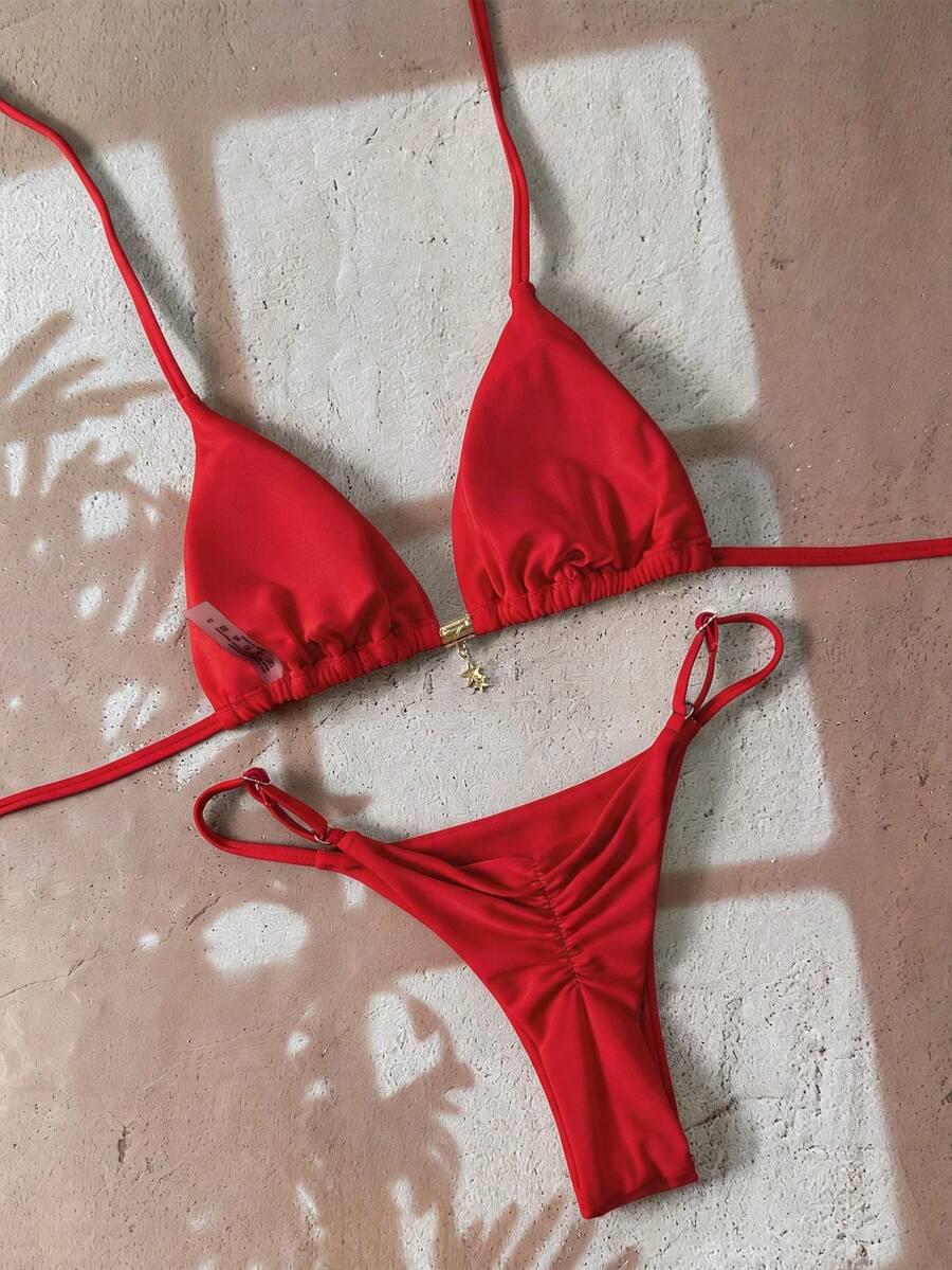 SHEIN CZERWONY DWUCZĘŚCIOWY STRÓJ KĄPIELOWY S09__S
