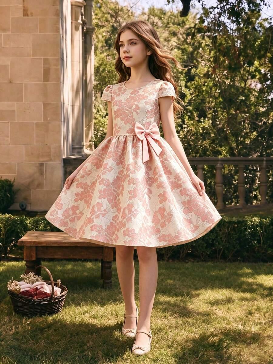 SHEIN RÓŻOWA SUKIENKA ZDOBIENIE S06__140-146