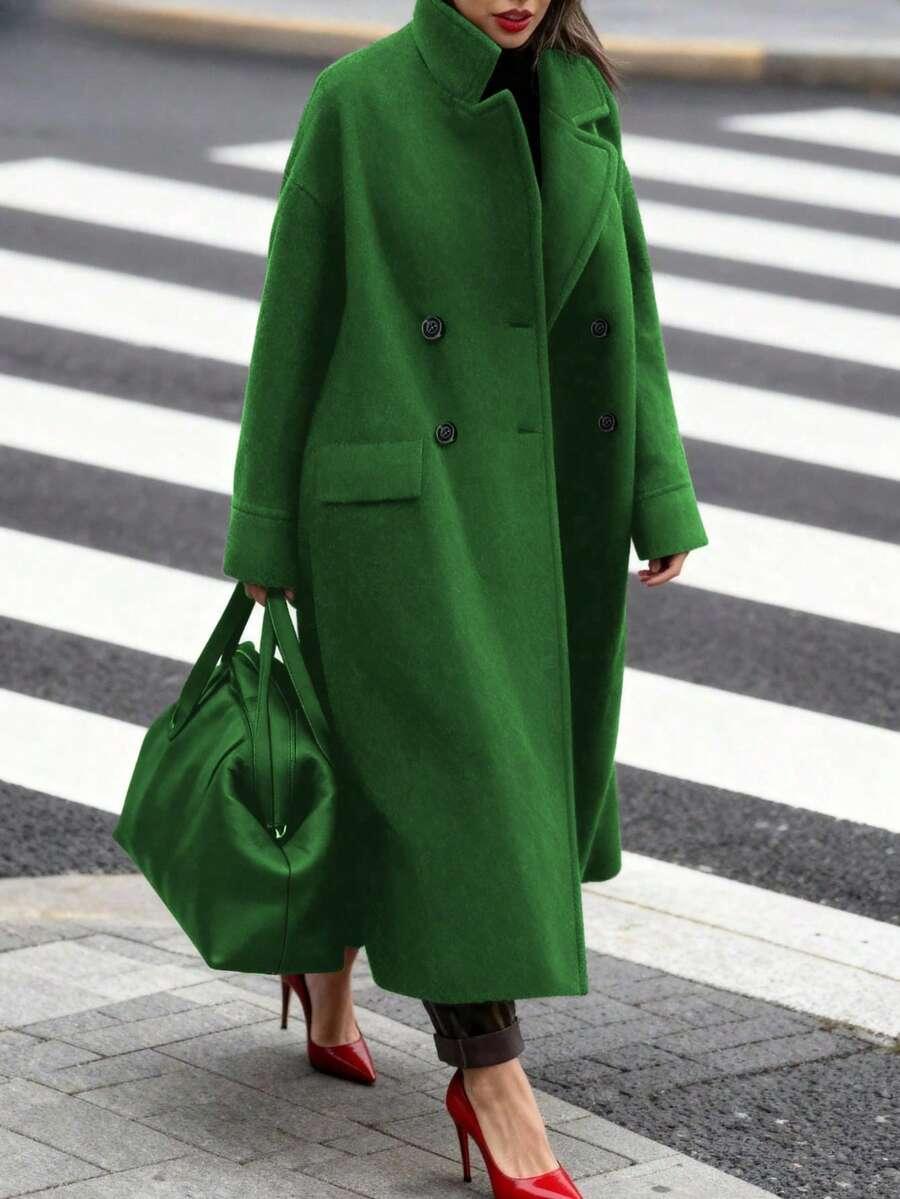 SHEIN ZIELONY KLASYCZNY PŁASZCZ W01__52