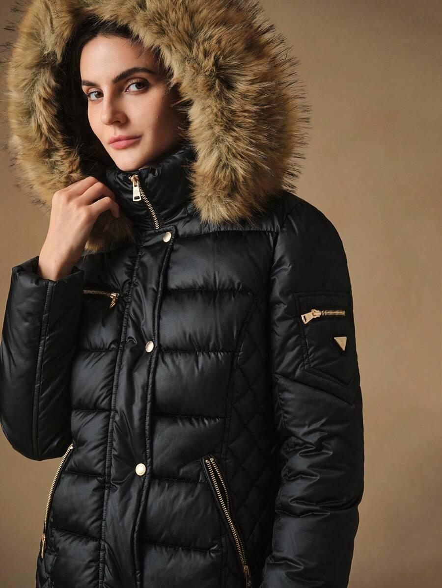 SHEIN CZARNA KURTKA Z KAPTUREM W01__M