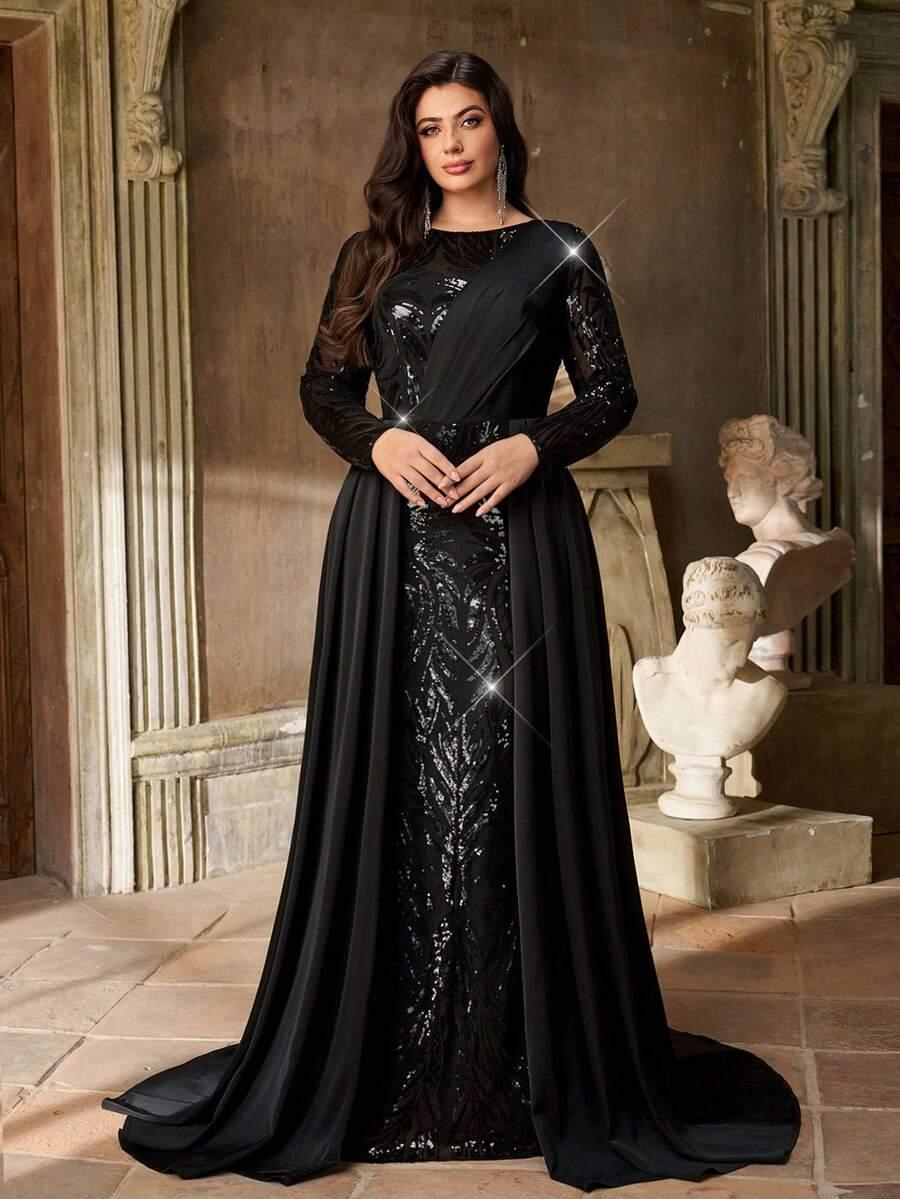 SHEIN CZARNA MAXI SUKIENKA S06__48