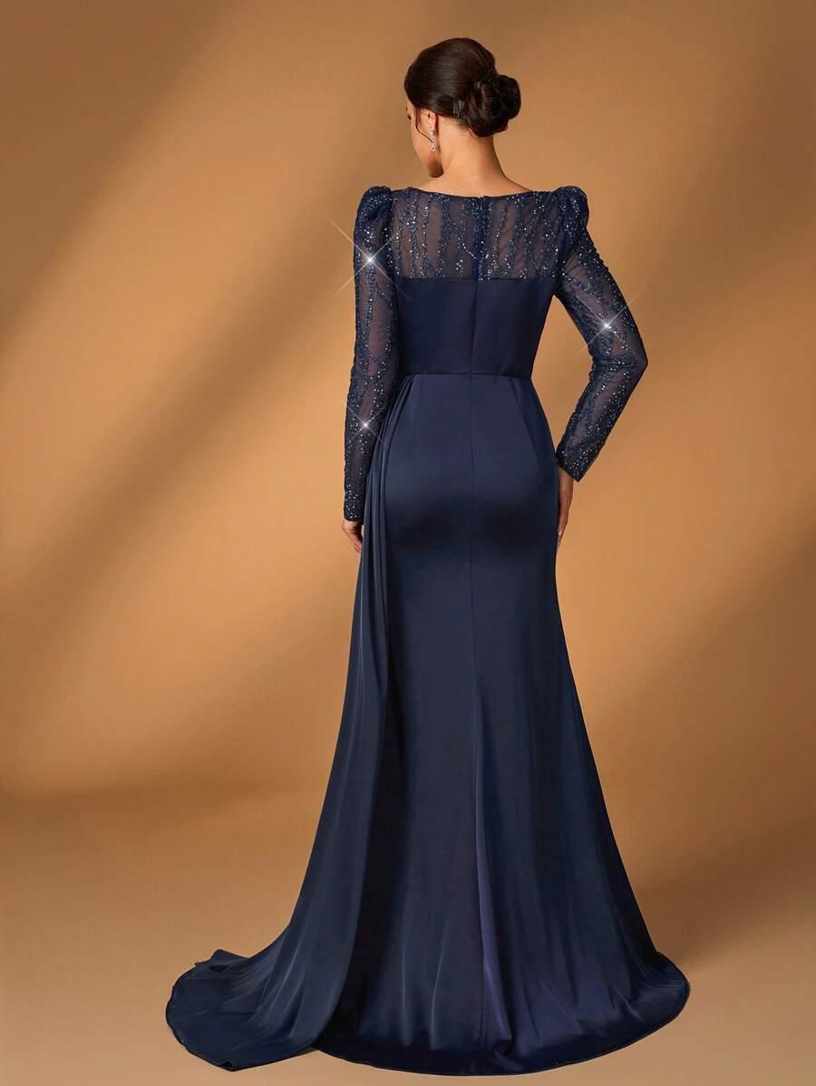 SHEIN GRANATOWA MAXI SUKIENKA S06__L