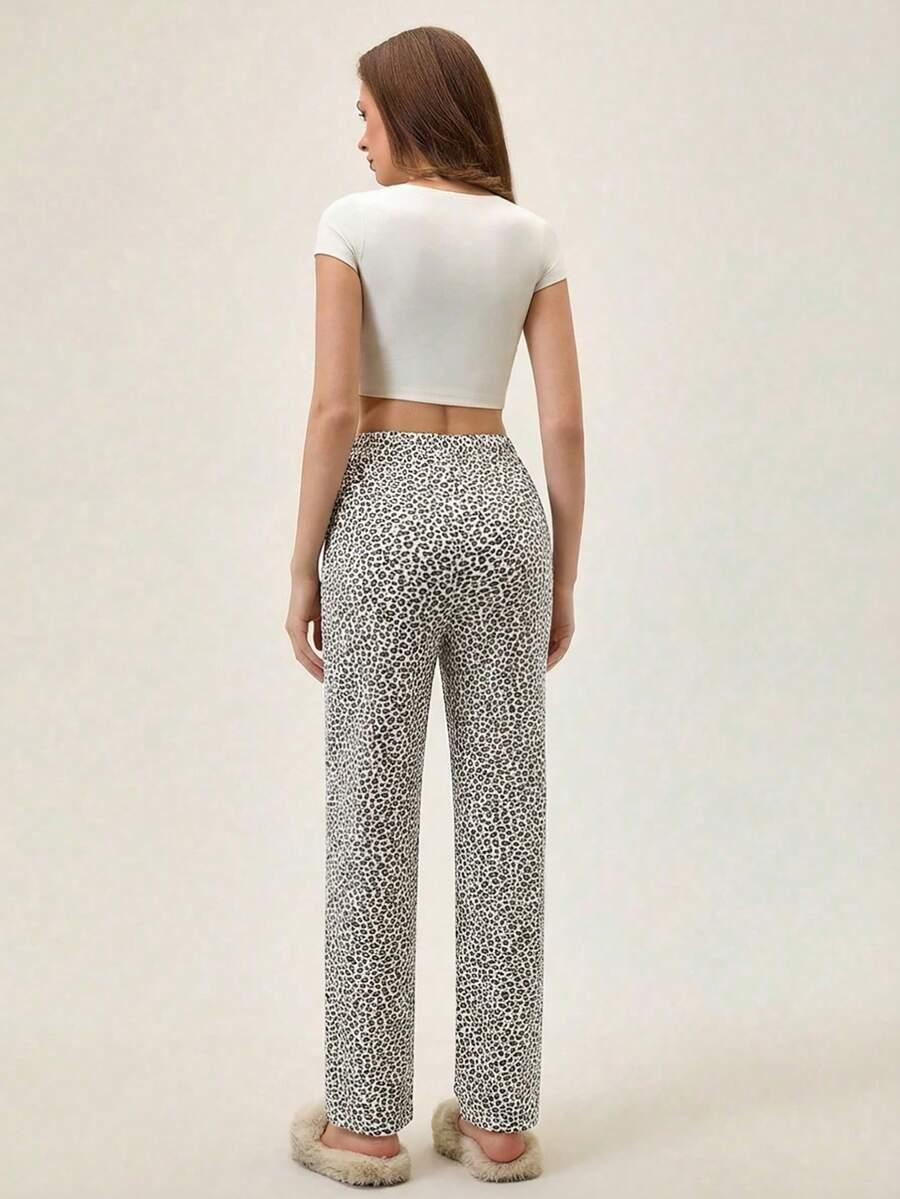 SHEIN SPODNIE OD PIŻAMY ANIMAL PRINT S06__L
