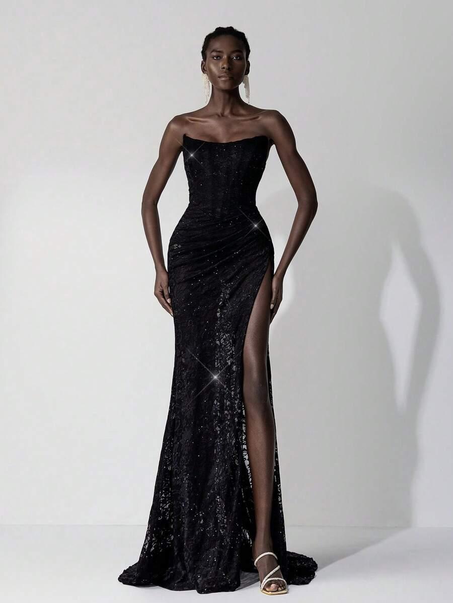 SHEIN CZARNA MAXI SUKIENKA