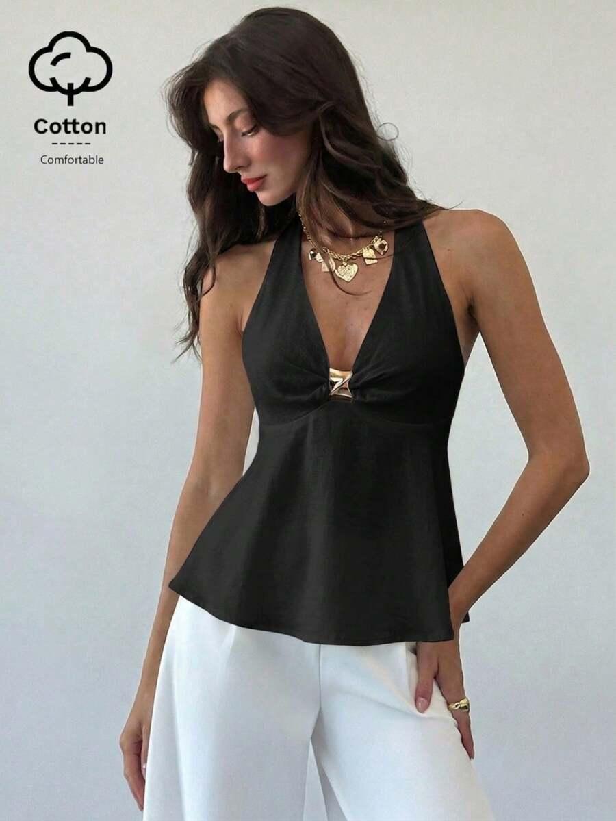 ALORUH CZARNY TOP ODKRYTE PLECY S09__L