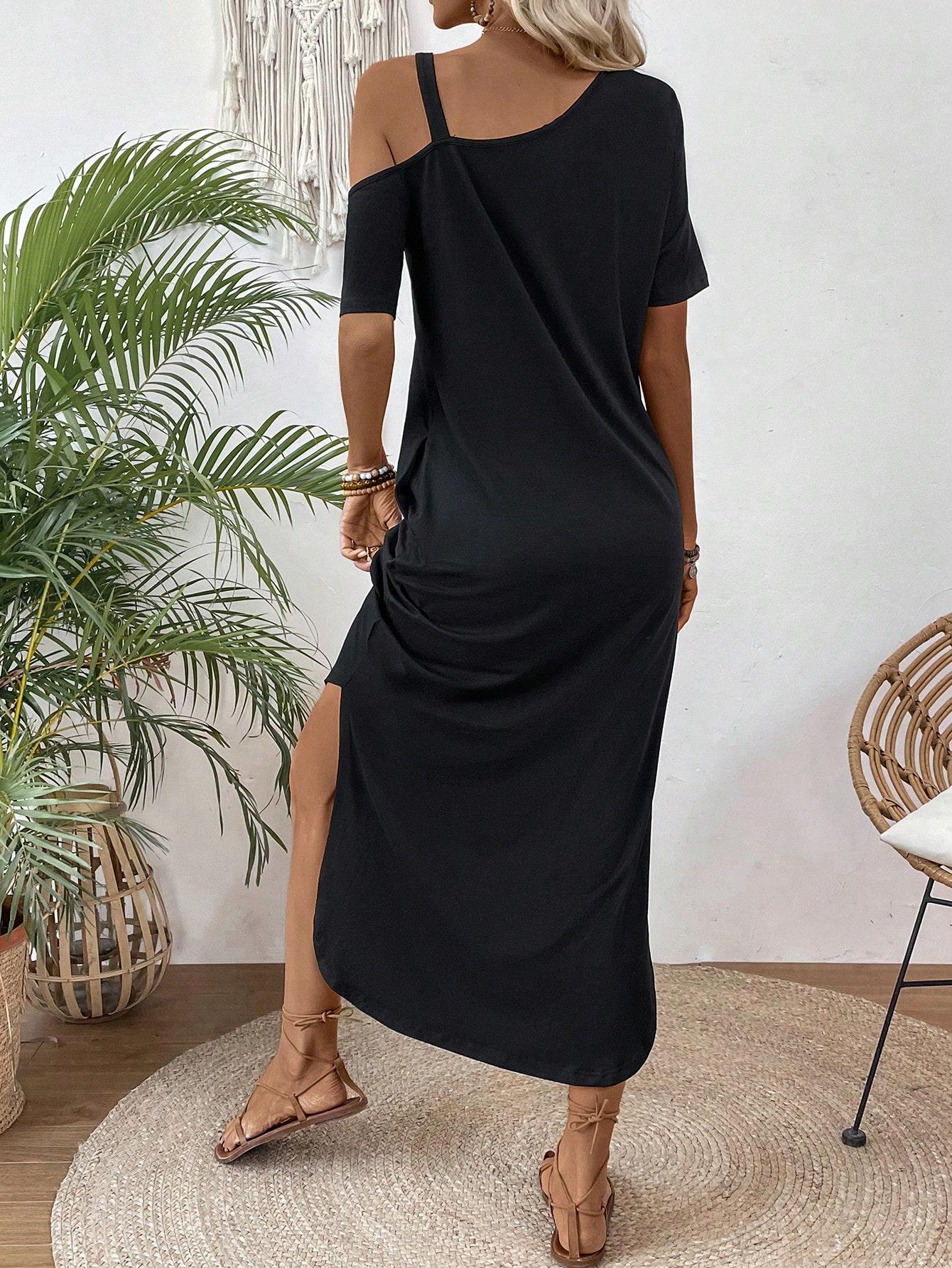 SHEIN CZARNA MAXI SUKIENKA S06__L