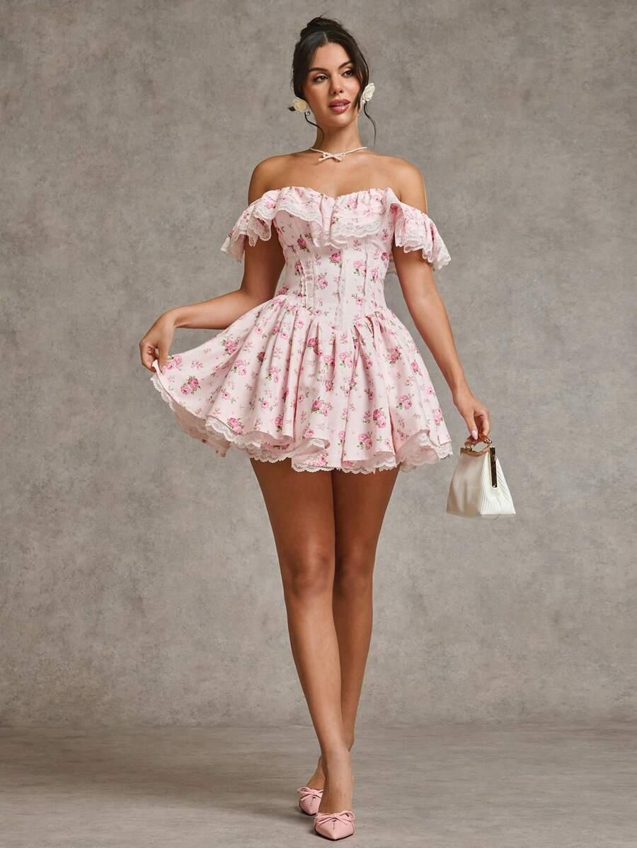 SHEIN MINI SUKIENKA WZÓR KWIATY S06__L