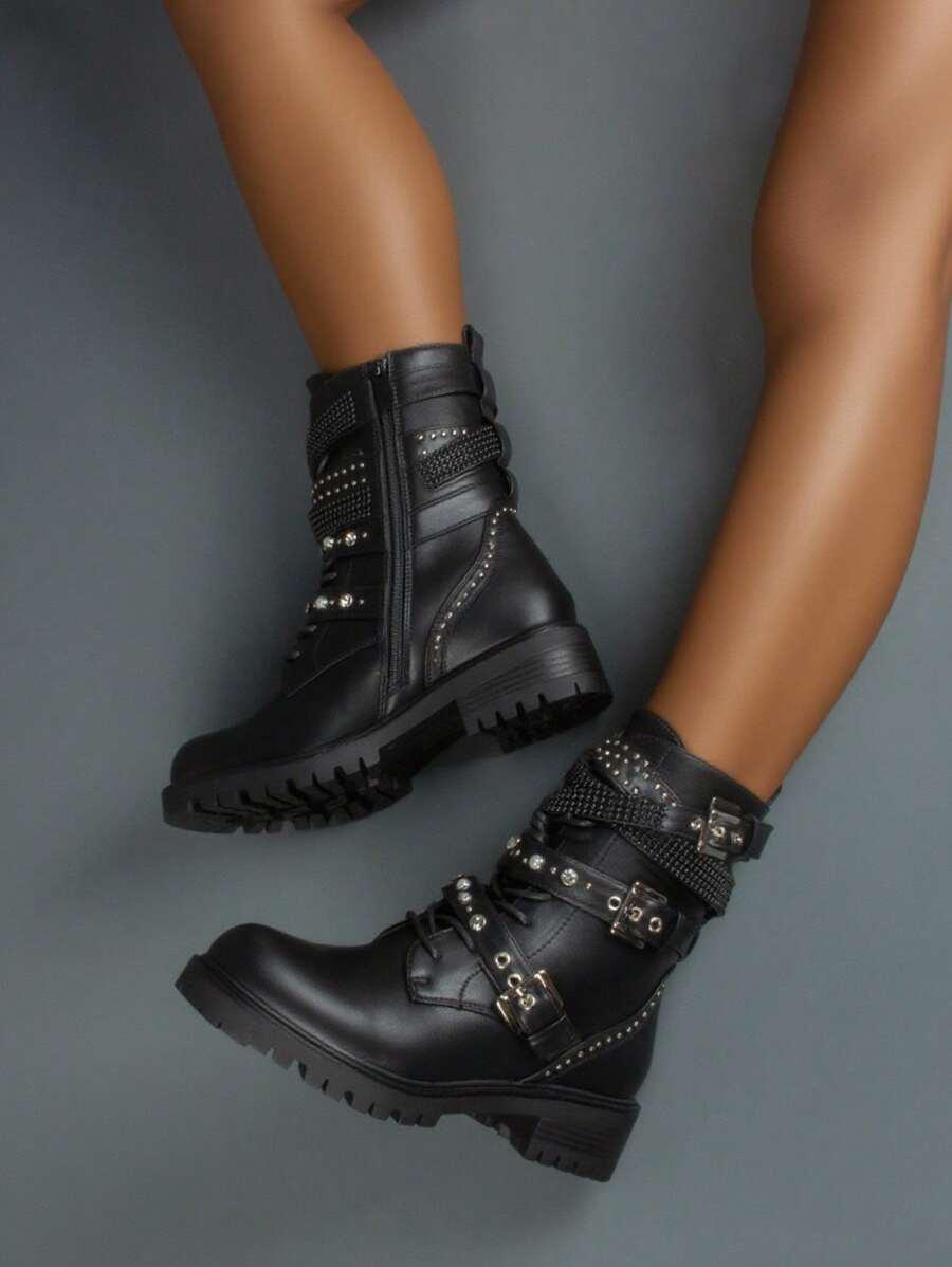SHEIN CZARNE BOTKI ZDOBIENIA W01__36