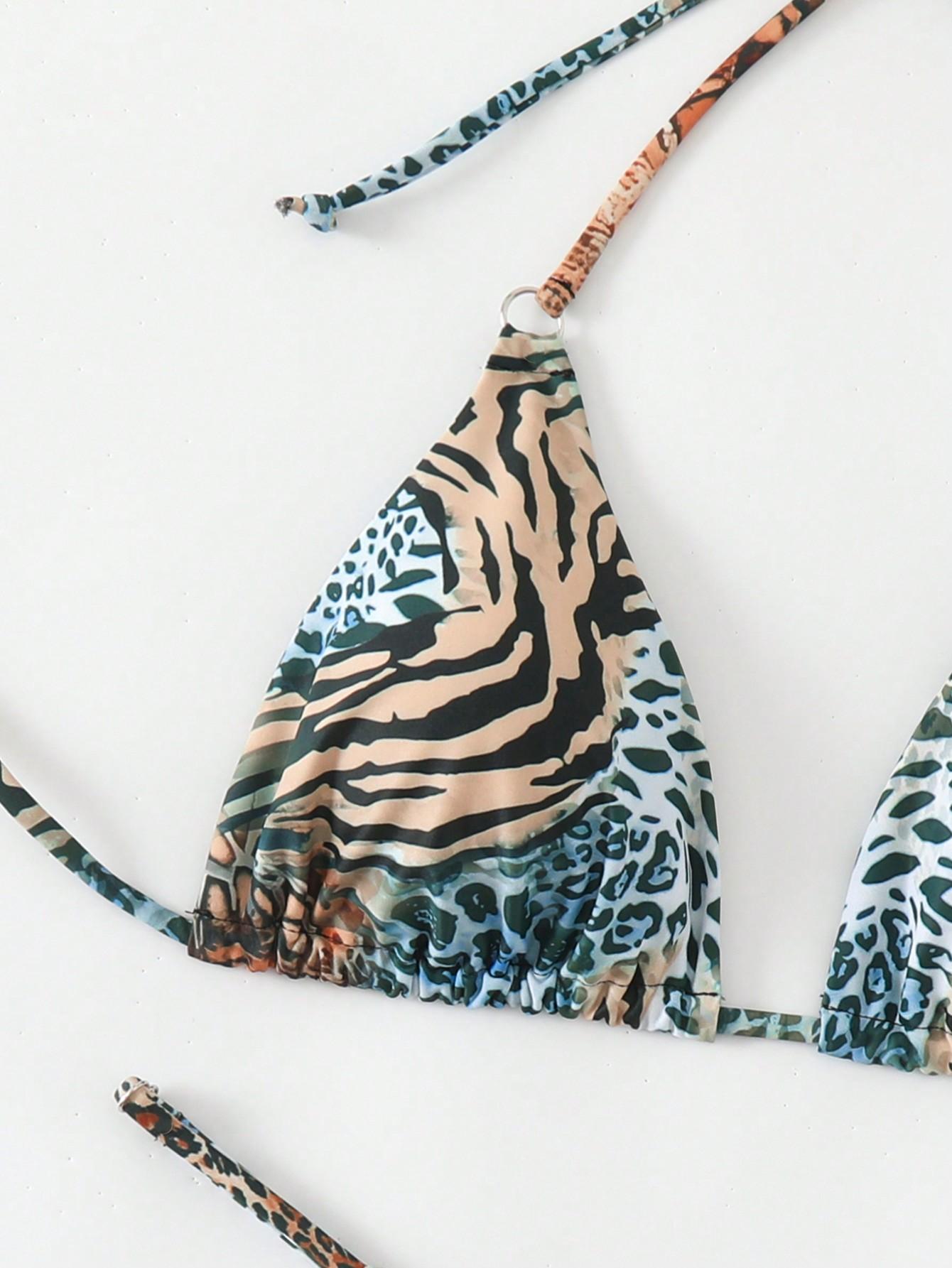 SHEIN WIĄZANY KOMPLET BIKINI PRINT S09__M