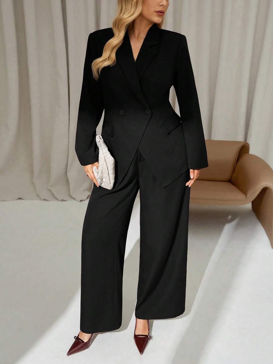 SHEIN CZARNY KOMPLET MARYNARKA SPODNIE S06__46