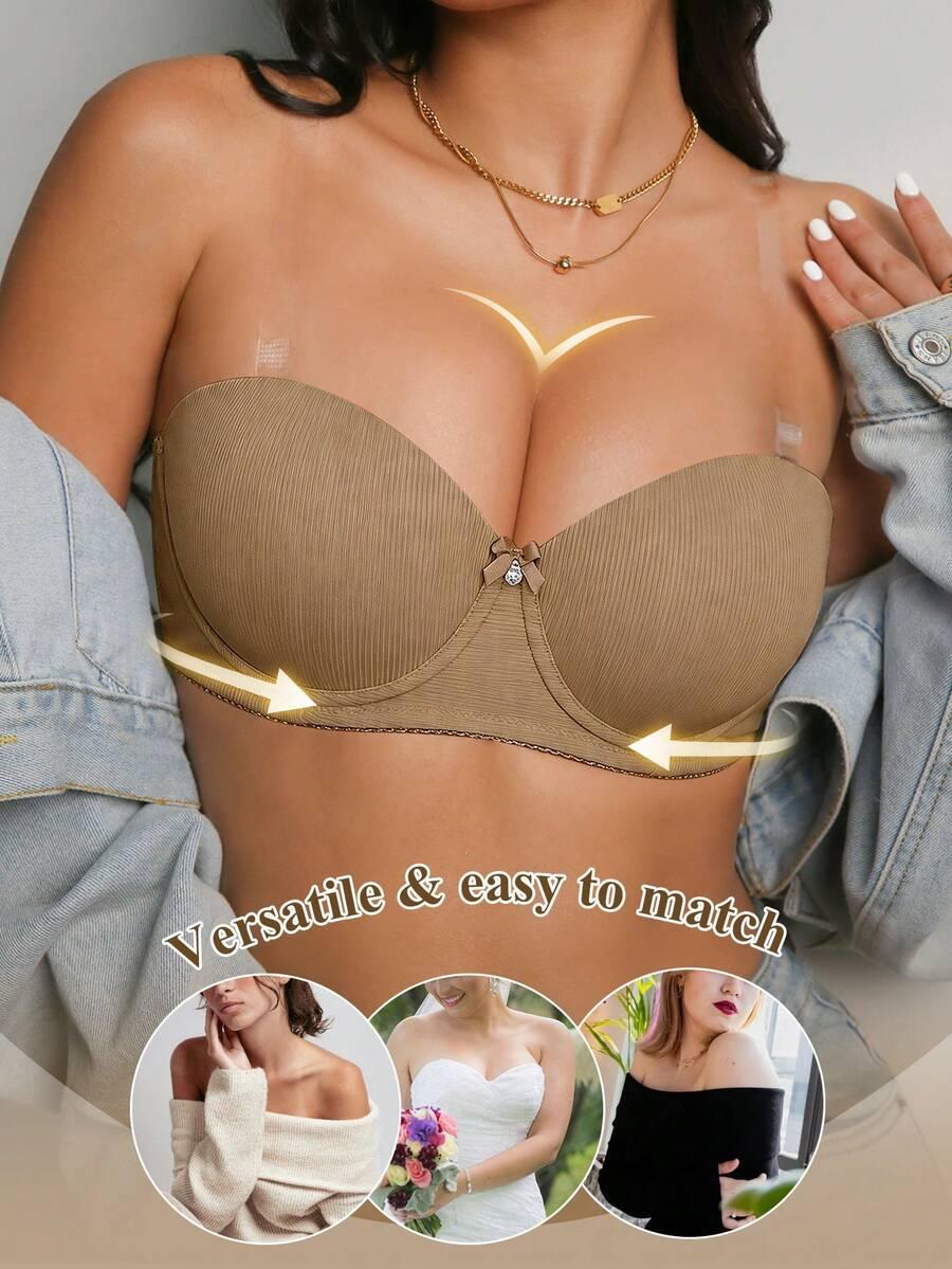 SHEIN BRĄZOWY BIUSTONOSZ MODELUJĄCY S09__80A