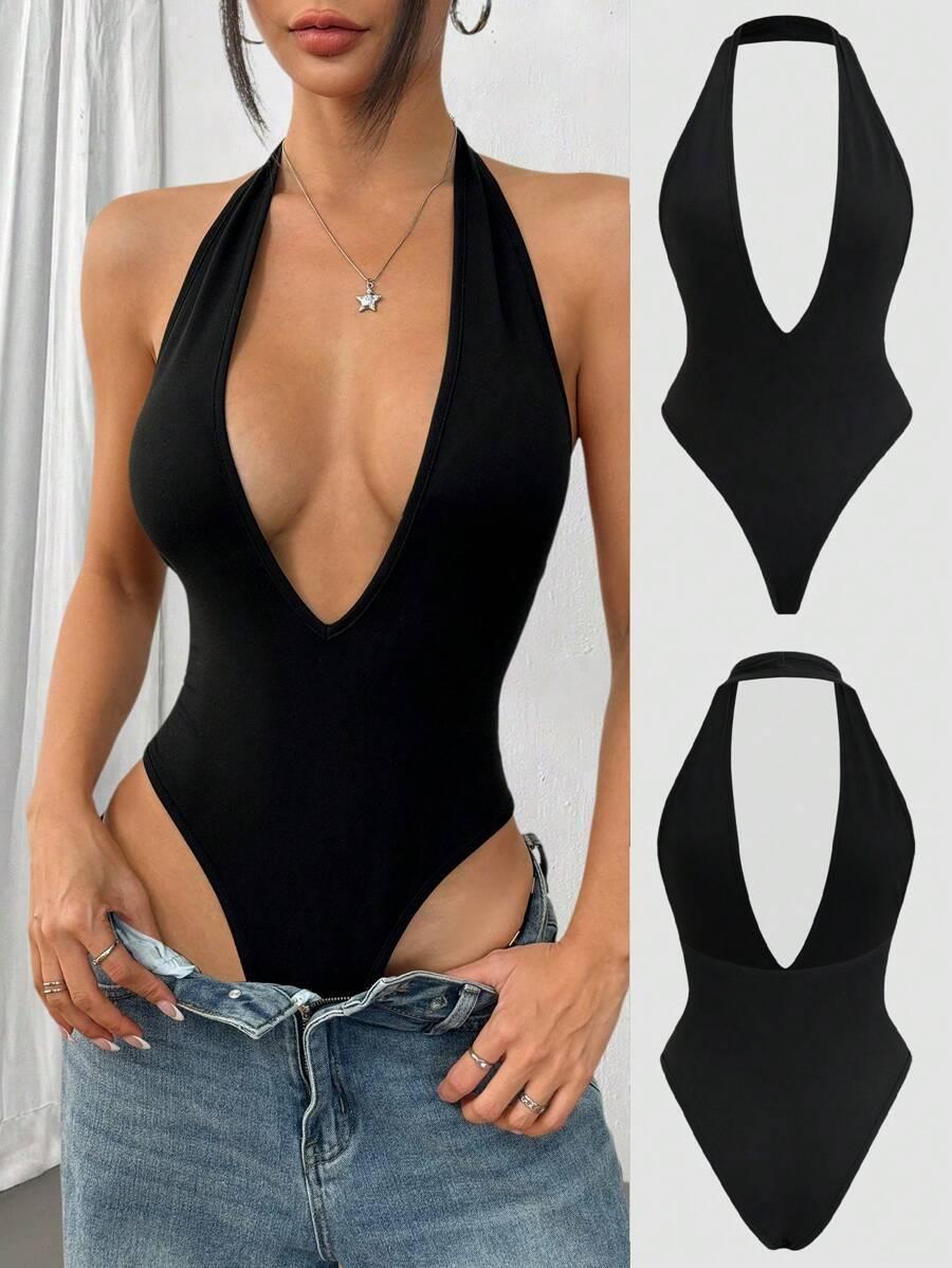 FLIRLA CZARNE BODY BEZ RĘKAWÓW S06__M