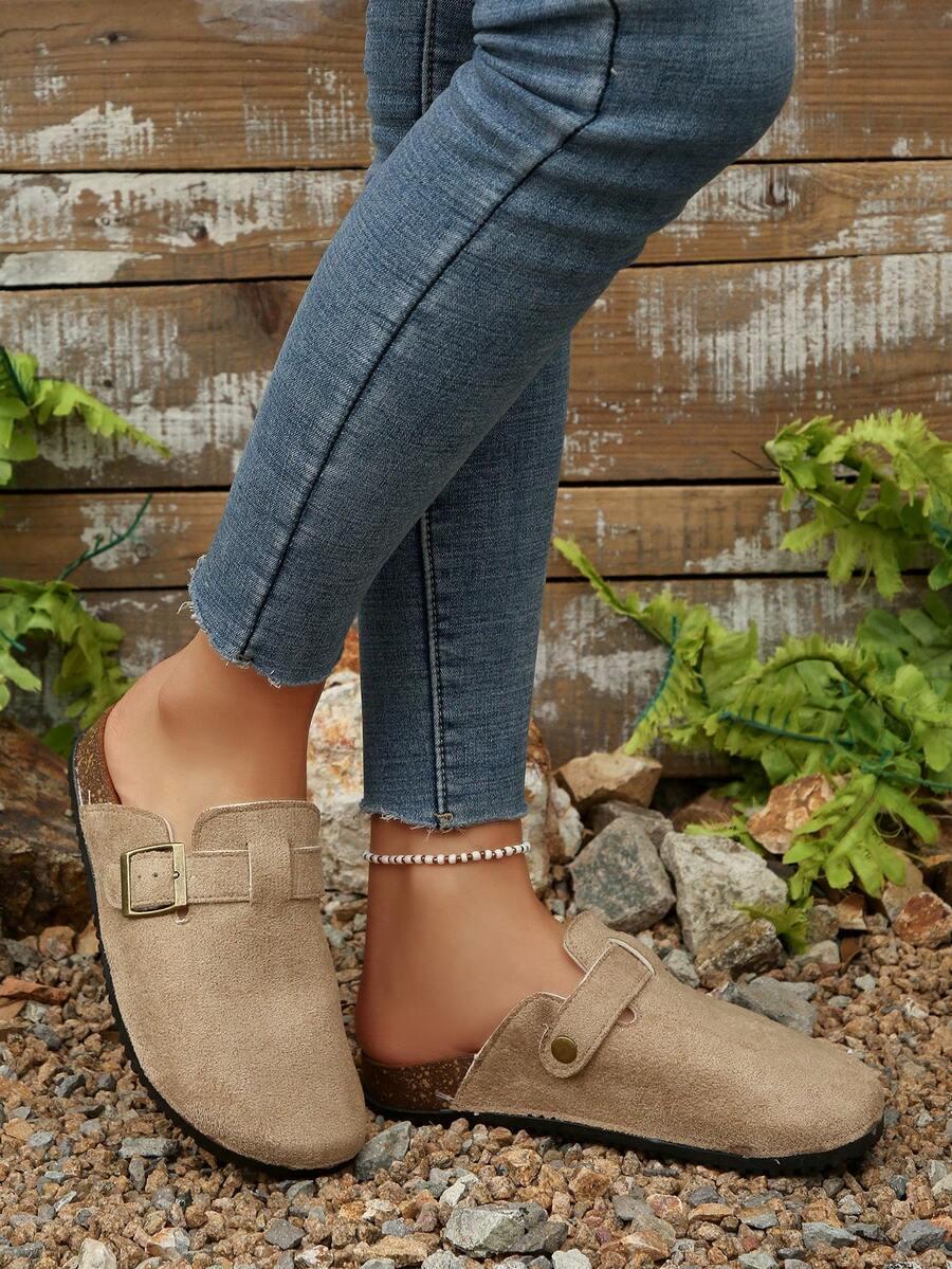 SHEIN BEŻOWE KLAPKI KLAMRA CASUAL S06__41