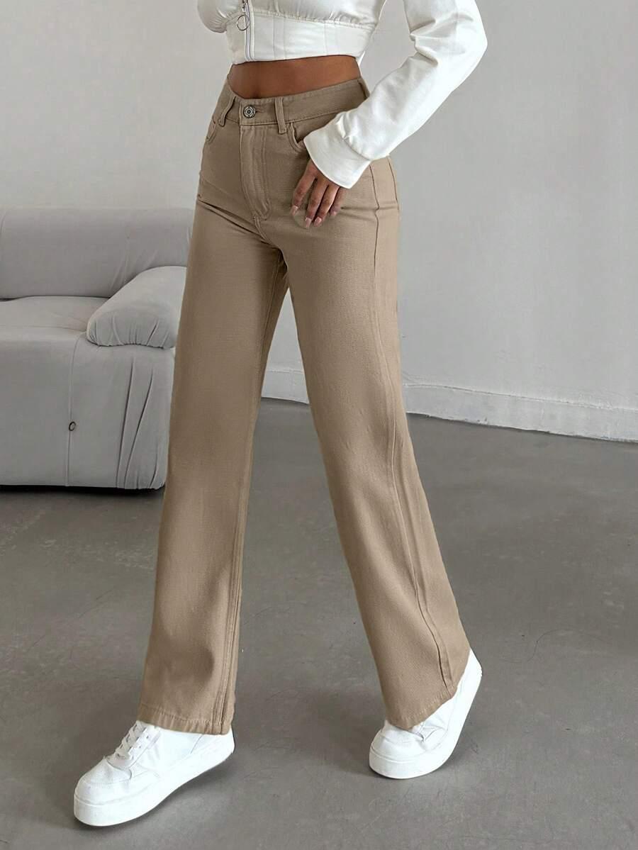 SHEIN BRĄZOWE SPODNIE JEANS