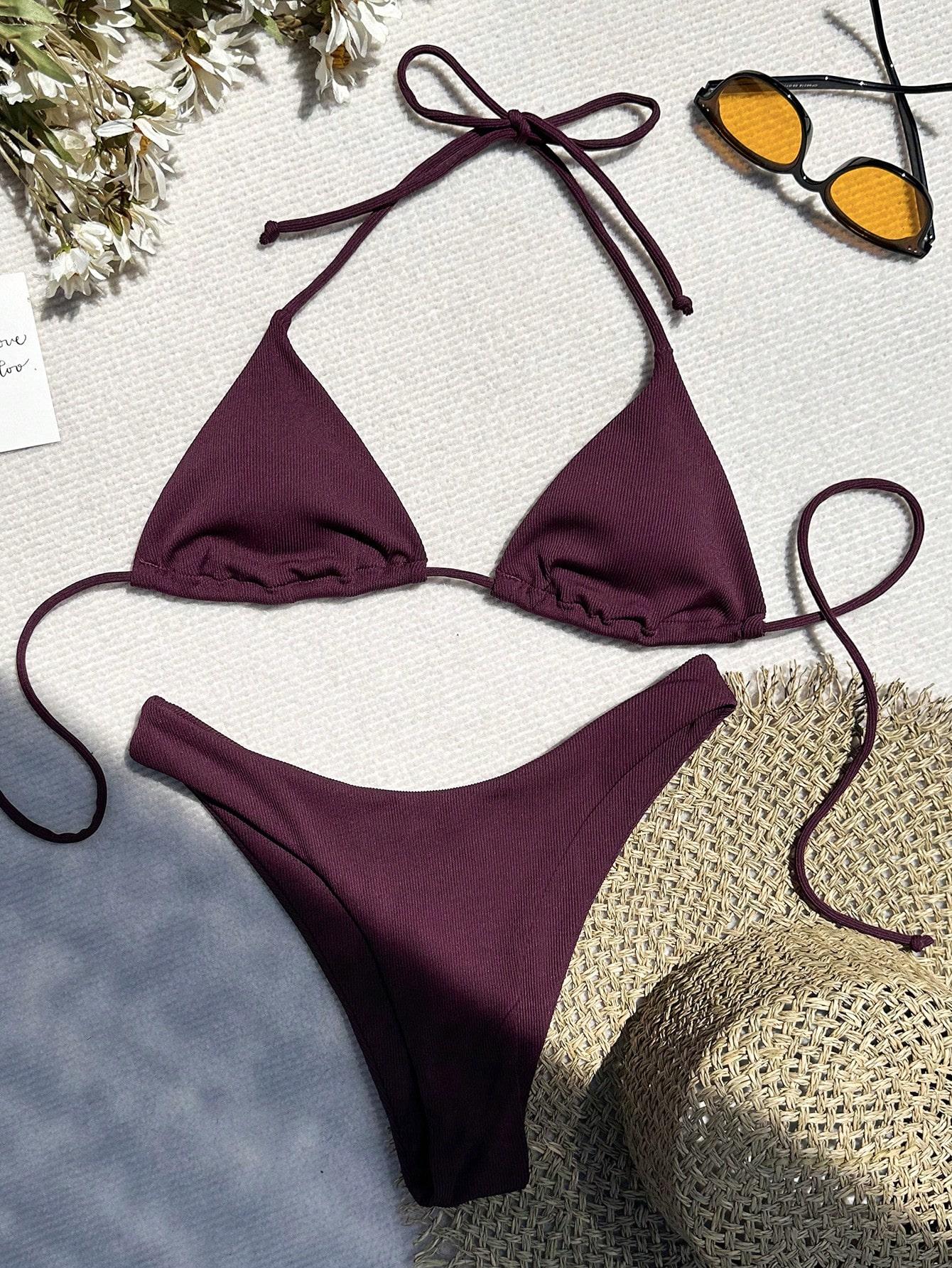 SHEIN FIOLETOWY DWUCZĘŚCIOWY STRÓJ KĄPIELOWY PK01__S