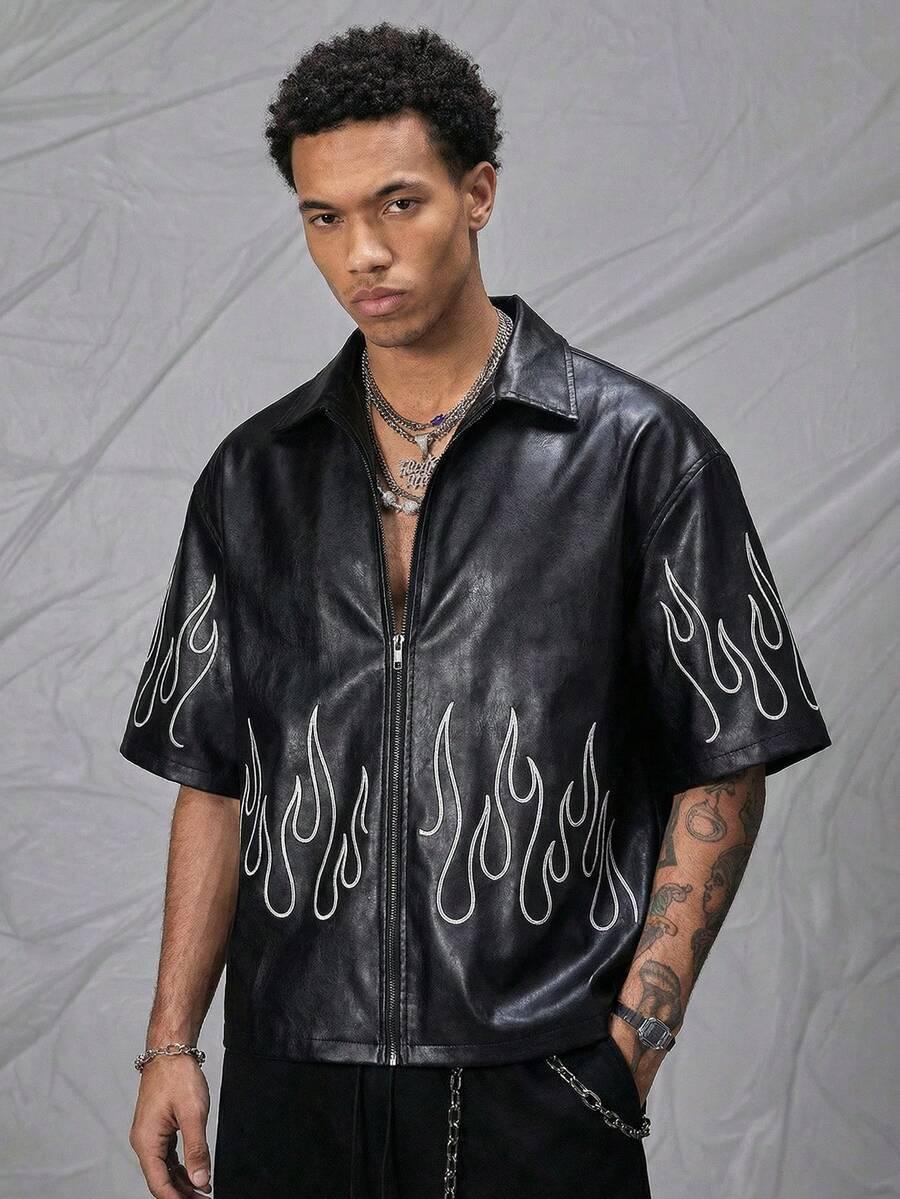 SHEIN KOSZULA IMITACJA SKÓRY HAFT S06__XL