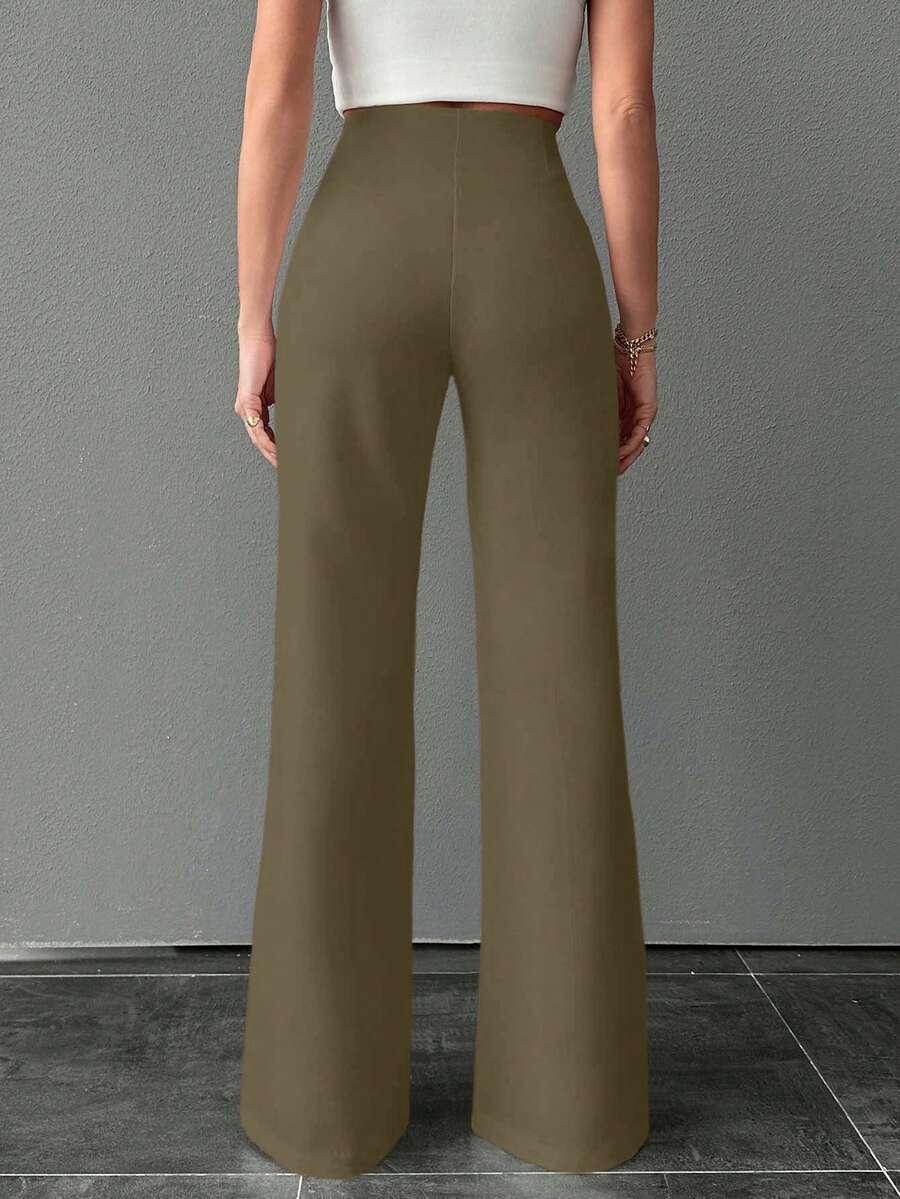 SHEIN ZIELONE SPODNIE OZDOBNE SZWY WYSOKI STAN S06__M