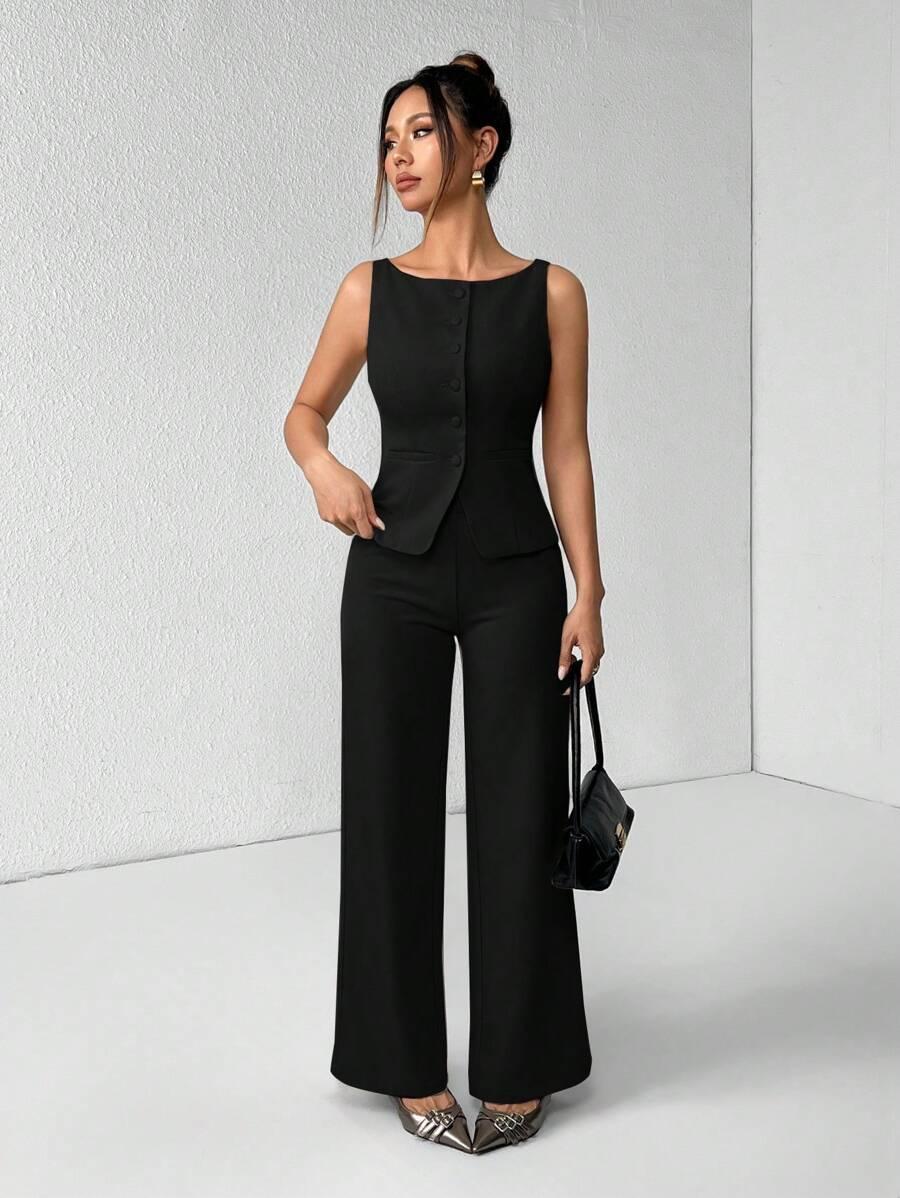 SHEIN SPODNIE KAMIZELKA KOMPLET S06__L