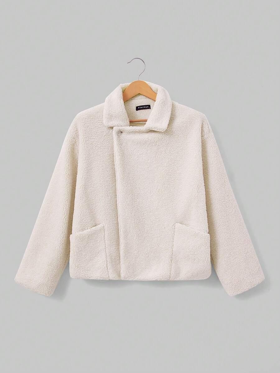 SHEIN BEŻOWE SZTUCZNE FUTRO W01__M