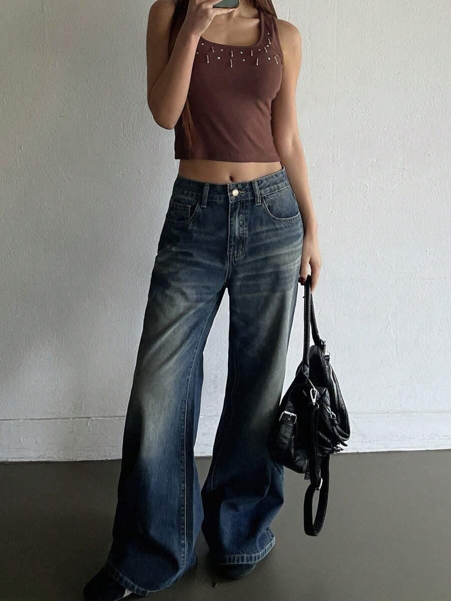 DAZY SPODNIE DZWONY JEANS PK01__L