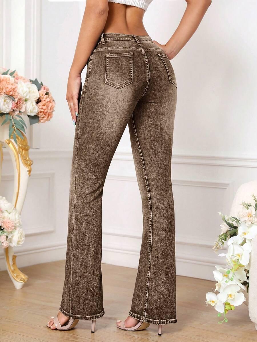 SHEIN BRĄZOWE SPODNIE JEANS S06__S