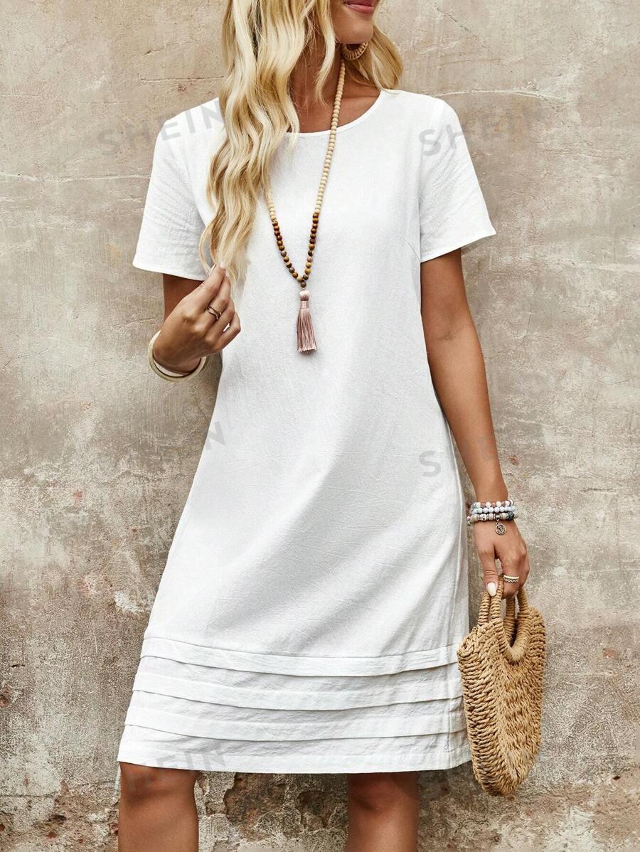 SHEIN BIAŁA SUKIENKA Z KRÓTKIM RĘKAWEM S06__XL