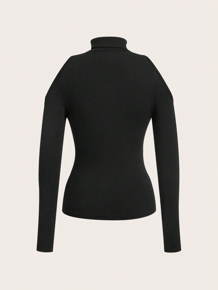 SHEIN CZARNA BLUZKA GOLF WYCIĘCIA PK01__48