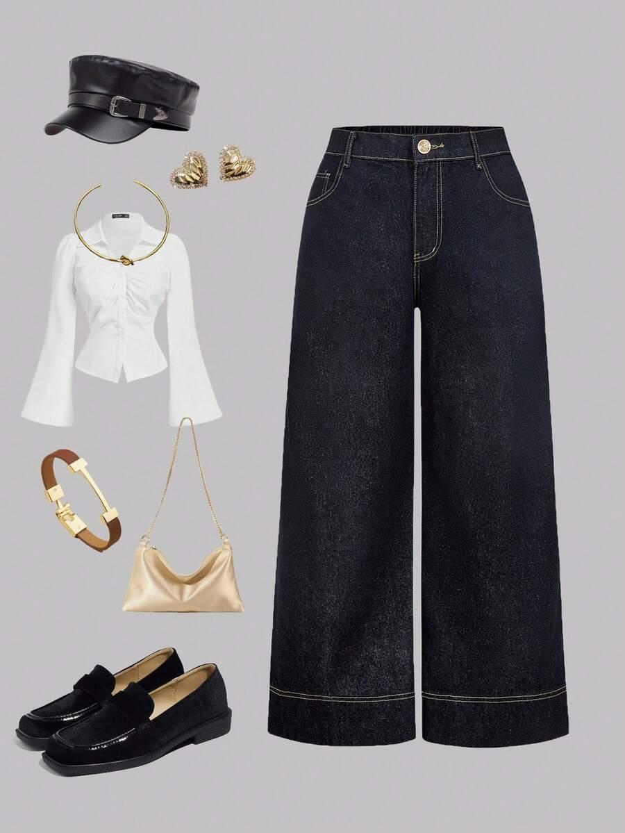 SHEIN GRANATOWE SPODNIE JEANS S06__XXL
