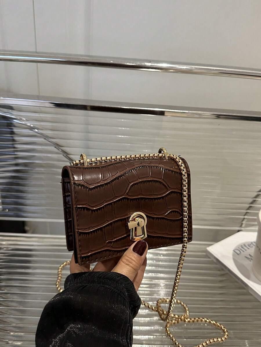 SHEIN BRĄZOWA TOREBKA IMITACJA SKÓRY S07__13X10CM