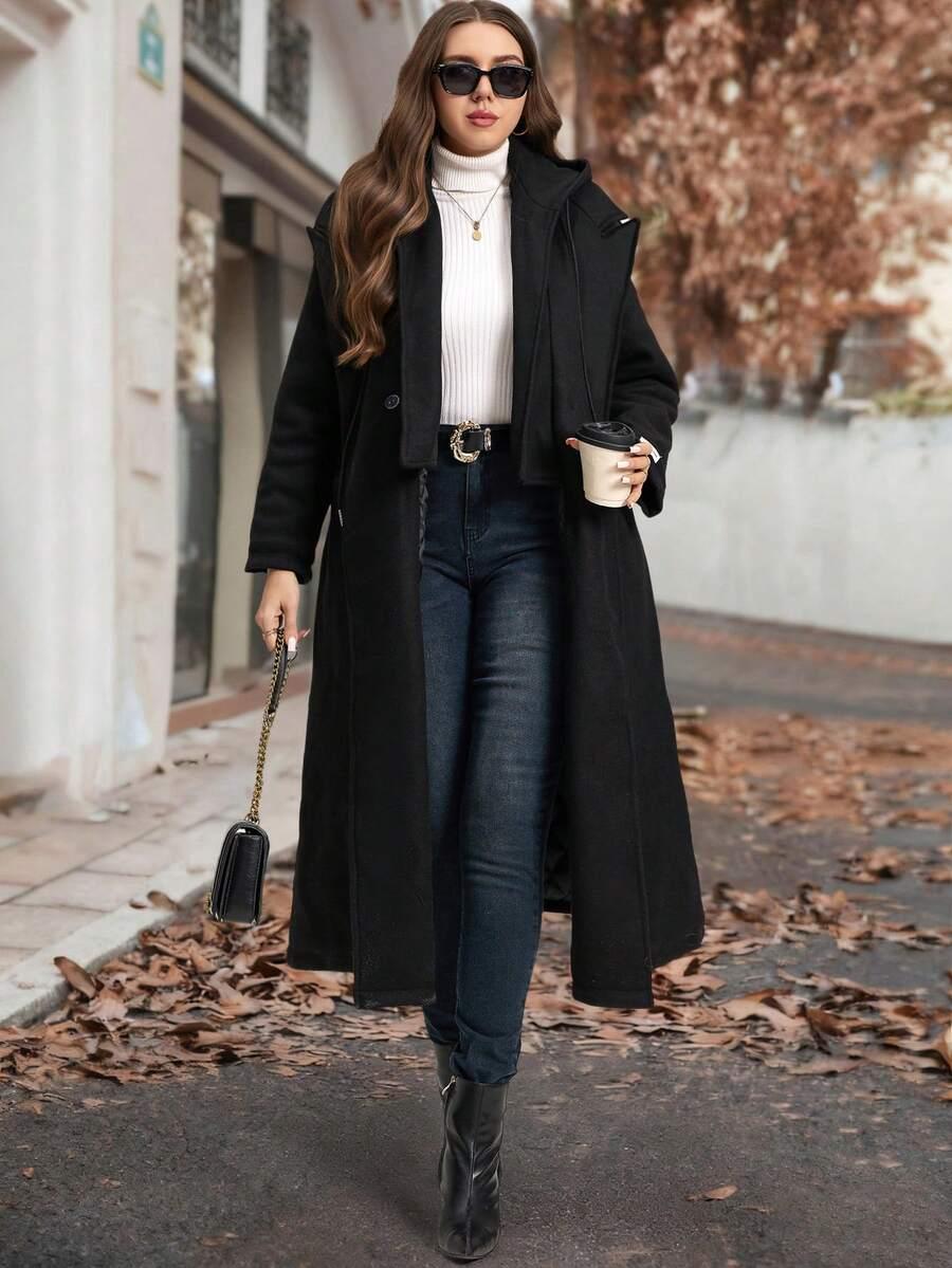 SHEIN CZARNY PŁASZCZ KAPTUREM W01__52
