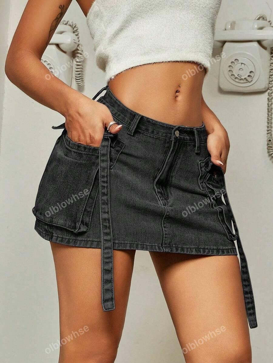 SHEIN JEANSOWA SPÓDNICA MINI S06__M