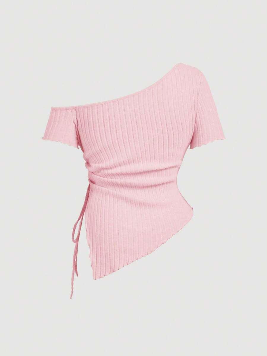 SHEIN RÓŻOWA ASYMETRYCZNA BLUZKA S06__48