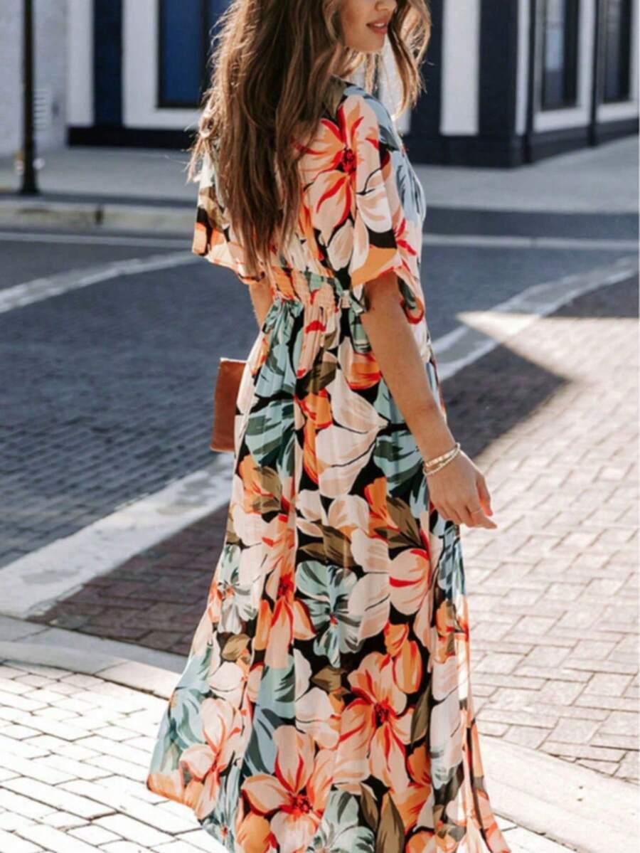 SHEIN MAXI SUKIENKA WZÓR KWIATY PK01__S
