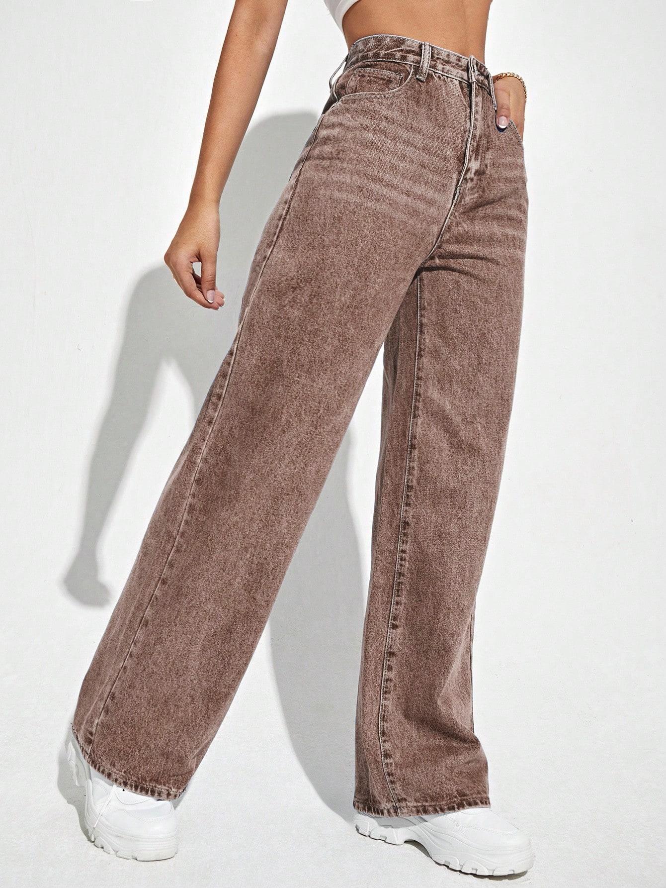 SHEIN BRĄZOWE JEASNOWE SPODNIE S06__XL