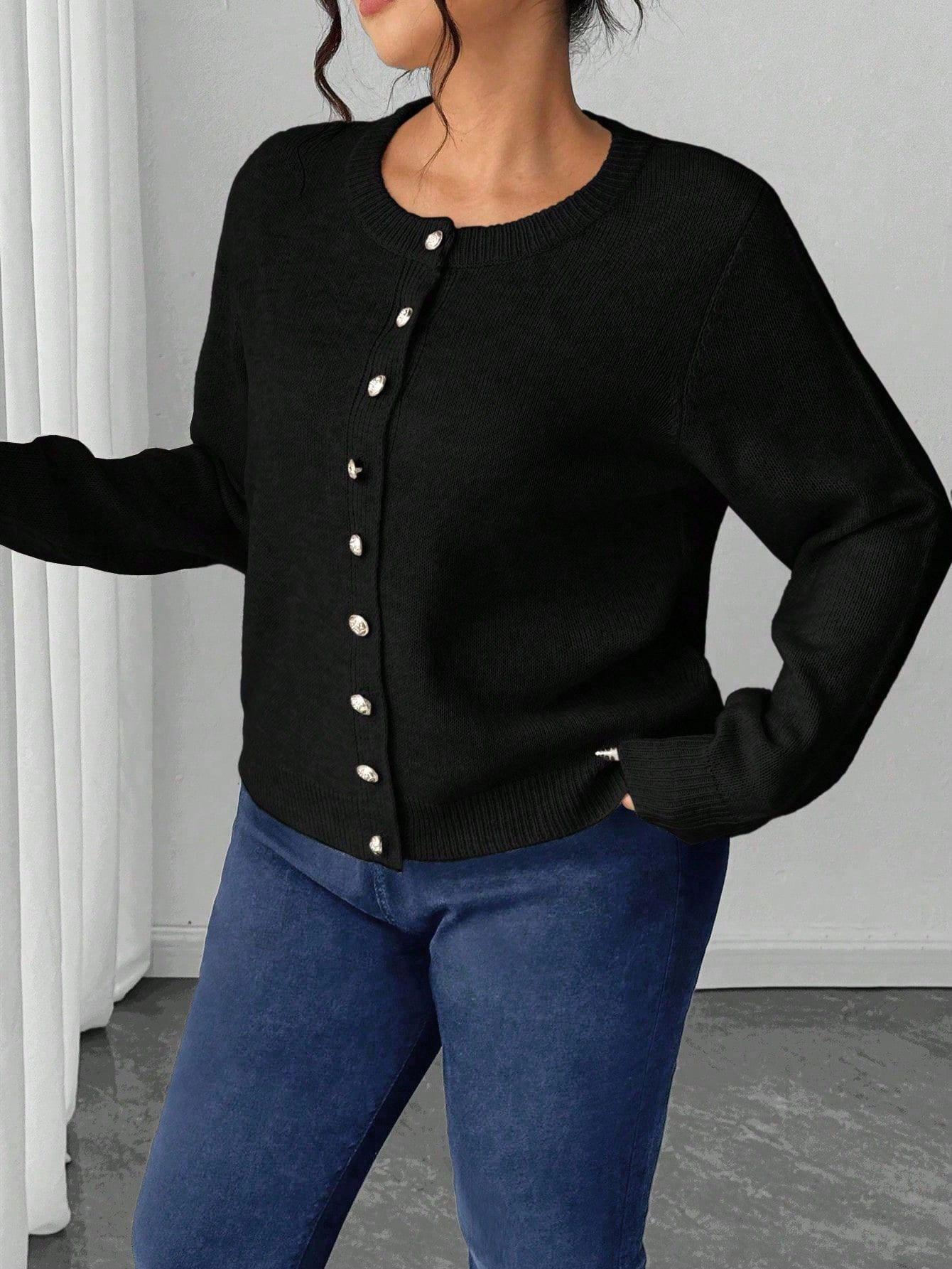 SHEIN CZARNY SWETER GUZIKI S06__50