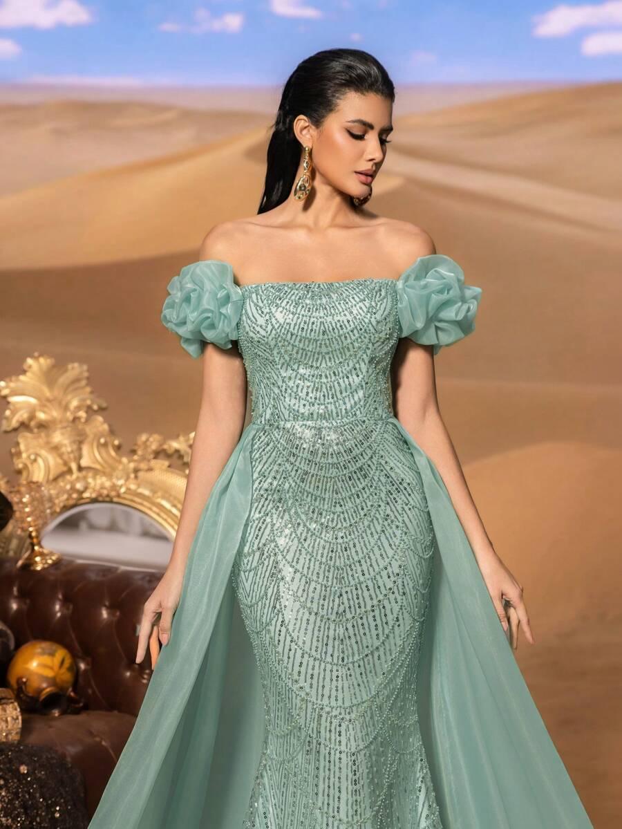 SHEIN ZIELONA MAXI SUKIENKA S06__L