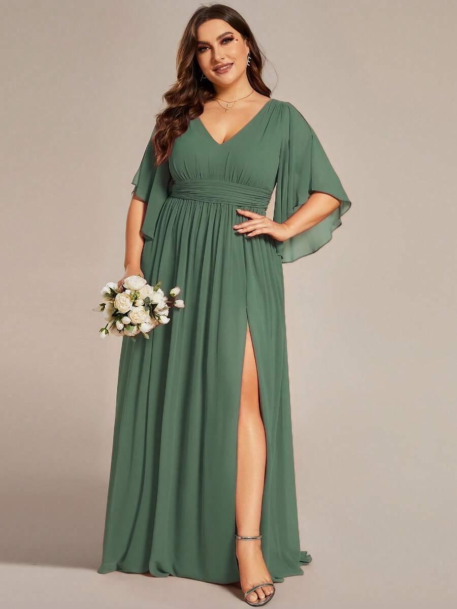 SHEIN ZIELONA MAXI SUKIENKA KRÓTKI RĘKAW S06__46