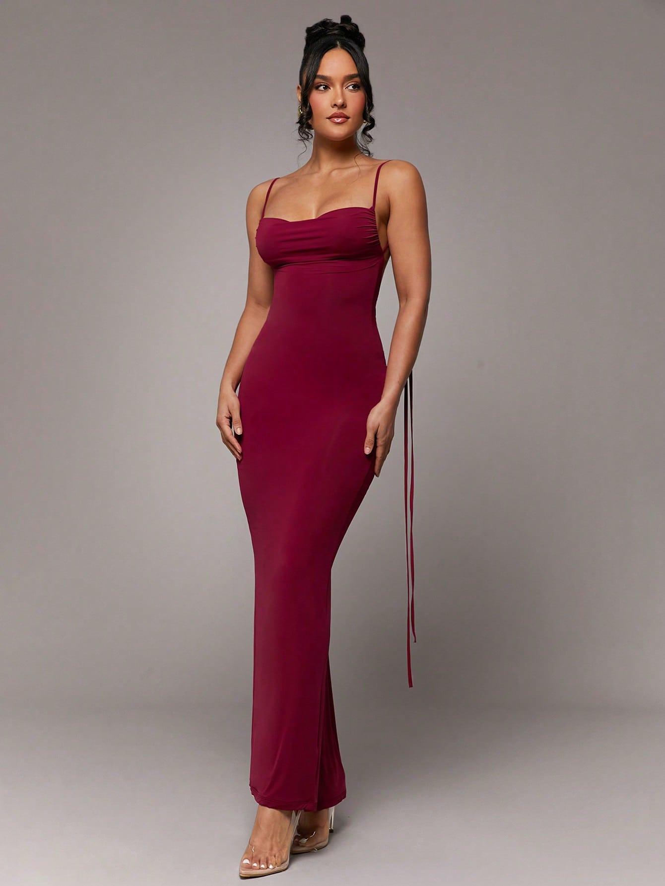 SHEIN BORDOWA SUKIENKA ODKRYTE PLECY S06__XS