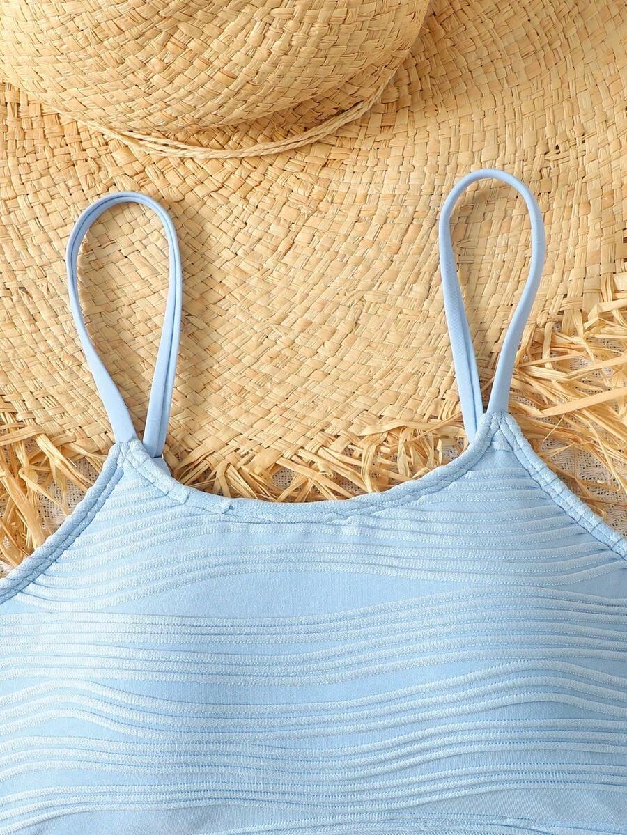 SHEIN NIEBIESKI DWUCZĘŚCIOWY STRÓJ KĄPIELOWY PAREO S09__134-140
