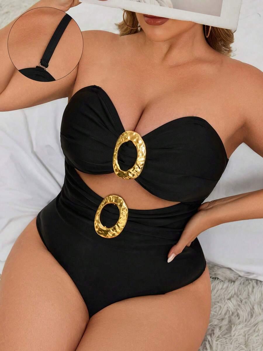 SHEIN CZARNY JEDNOCZĘŚCIOWY STRÓJ KĄPIELOWY S09__46